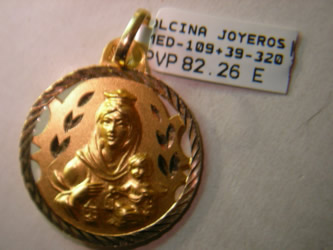 medallas de oro, plata, virgenes, cristos
