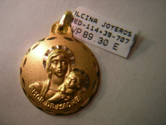 medallas de oro, plata, virgenes, cristos