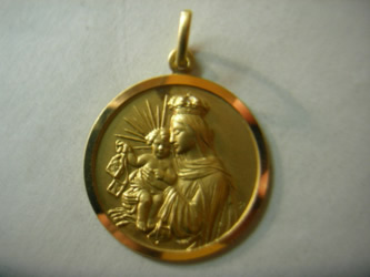 medallas de oro, plata, virgenes, cristos