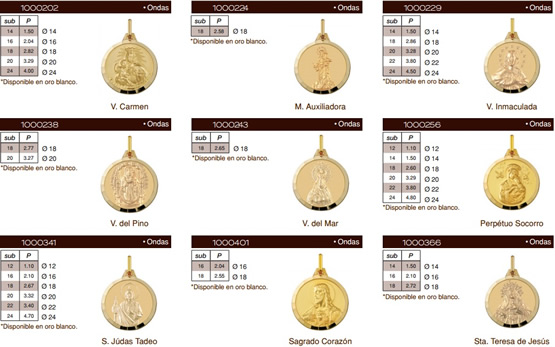 medallas religiosas oro